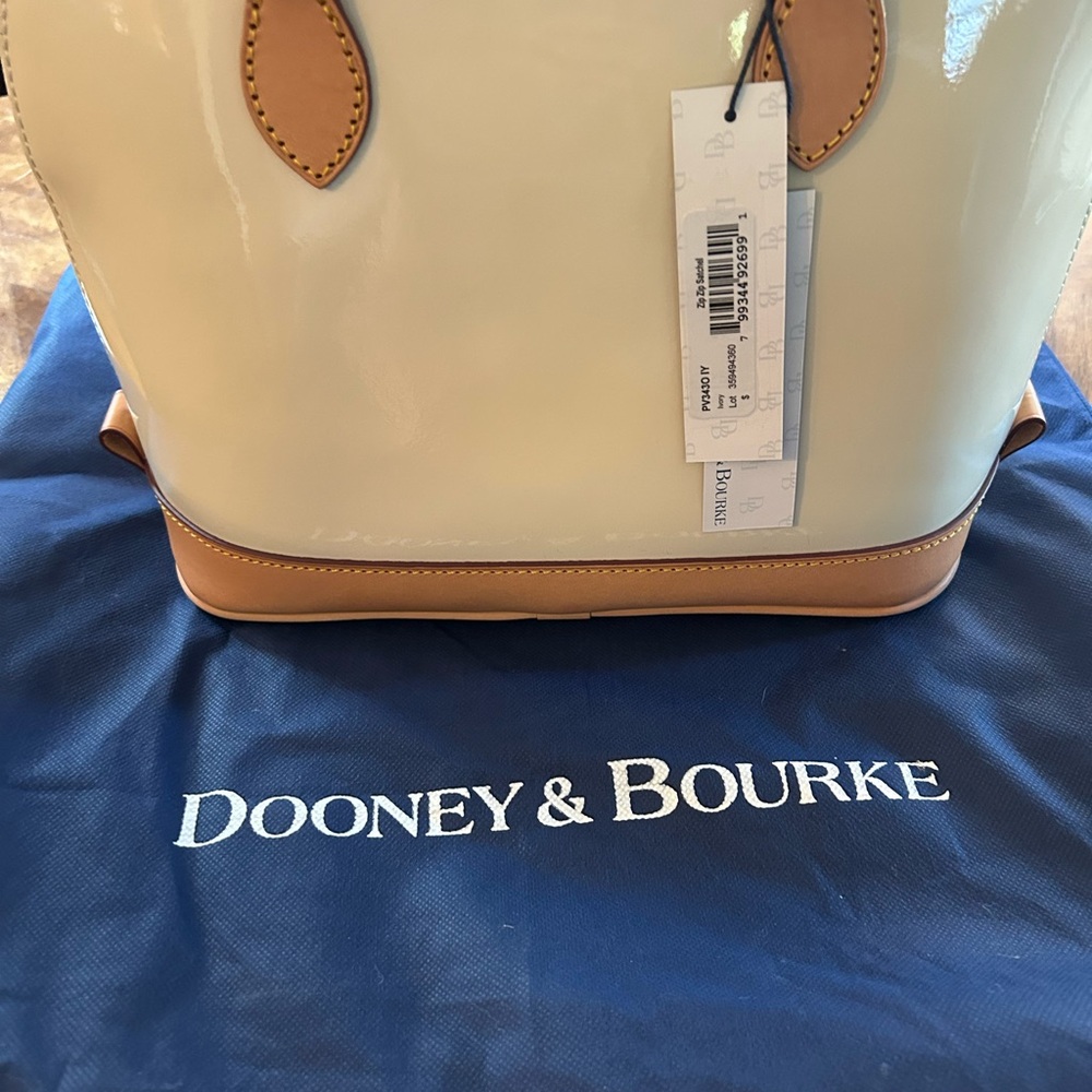Dooney & Bourke Glossy Cream and Tan Satchel - Picture 2 of 4